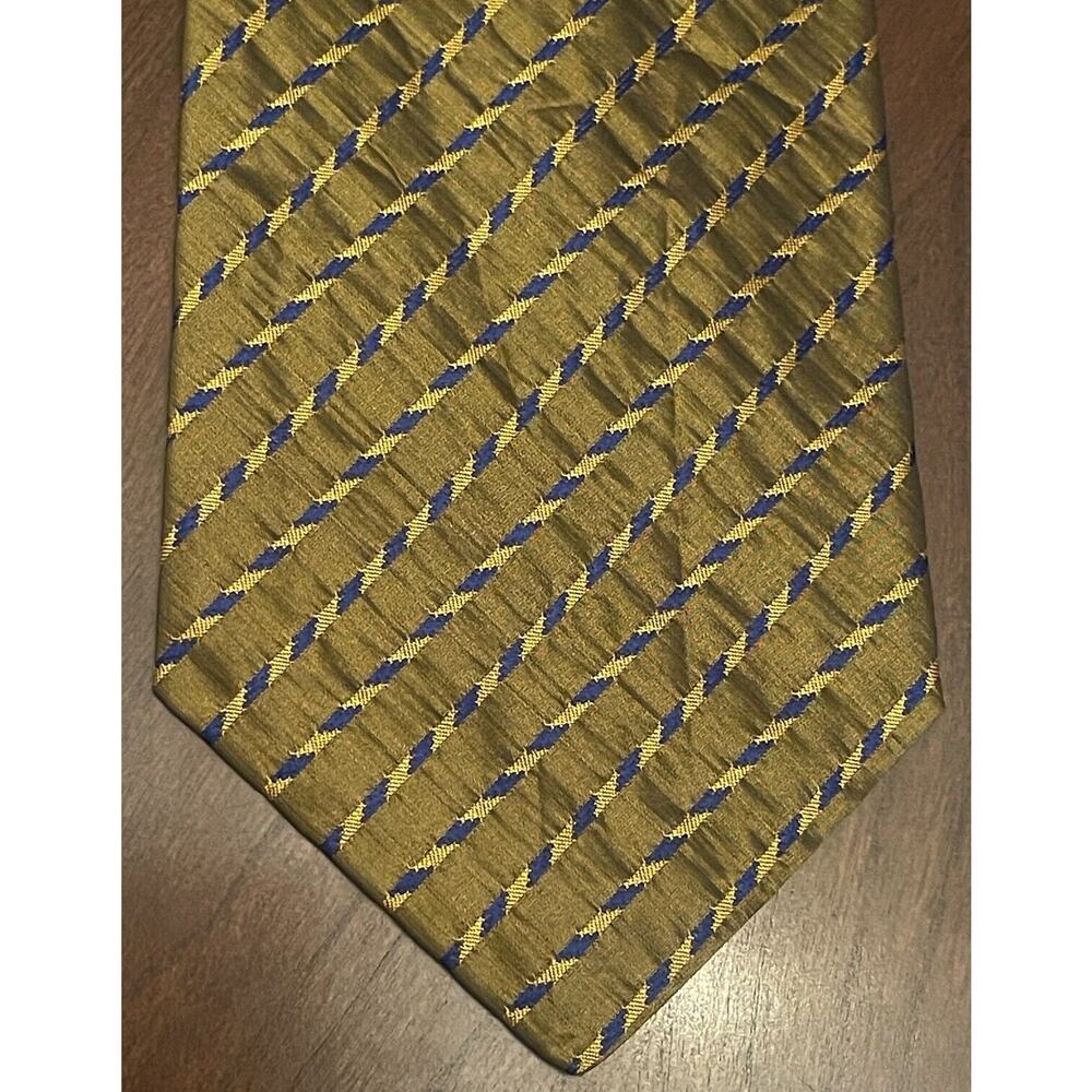 Audrey Buckner Gold Blue Hand Made 100% European Silk Men’s Neck Tie